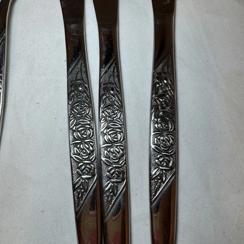 National CARESS Nasco ROSEVINE Floral Stainless Flatware Set‎ Of 18 **Read**